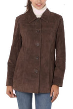 Load image into Gallery viewer, BGSD Women Anna Suede Leather Car Coat (Also available in Plus Size & Petite), Navy Blue, 2X