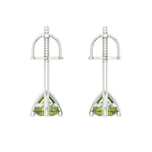 Load image into Gallery viewer, 14K White Gold Natural Peridot Stud Earrings with Screw back - Hypoallergenic, 1 cttw - Minimalist Women's Fine Jewelry