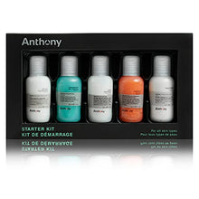 Load image into Gallery viewer, Anthony Starter Kit, 5 Count, Glycolic Facial Cleanser, Facial Scrub, All Purpose Facial Moisturizer, Invigorating Rush Hair & Body Wash, Shave Cream