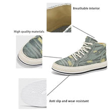 Load image into Gallery viewer, Exusiai Men High-Top Distressed Denim Skate Shoes Breathable Cloth Non-Slip Outdoor Casual Shoes Good Grip, Lace-Up Closure, Round Toe (Blue,8)