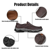 Load image into Gallery viewer, MVIOBUY Men's Suede Casual Hiking Loafers,Hand Stitching Comfort Anti Slip Slip on Business Dress Shoes Fashion Outdoor Walking Boat Shoes (Black-B,8.5)