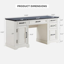 Load image into Gallery viewer, JXQTLINGMU 58" Executive Desk, Farmhouse Computer Desk with Drawers and Cabinet, Embossed Texture Home Office Desk, Workspace for Work Study Writing, Off White