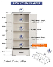 Load image into Gallery viewer, JXQTLINGMU Farmhouse Kitchen Pantry Cabinet - 72" Tall Wood Kitchen Storage Cabinets with Adjustable Shelves & 2 Barn Doors & Drawer, Versatile Storage for Dining Room, Bathroom, Antique White