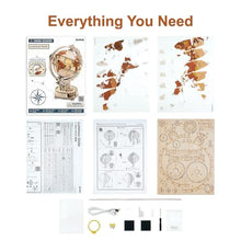 Load image into Gallery viewer, ROKR 3D Wooden Puzzles for Adults Illuminated Globe with Stand 180pcs 3D Puzzles Built-in LED Model Kit Hobby Gifts for Adults/Teens Home Decor