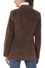 Load image into Gallery viewer, BGSD Women Anna Suede Leather Car Coat (Also available in Plus Size & Petite), Navy Blue, 2X