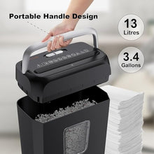 Load image into Gallery viewer, Bonsaii Paper Shredder for Home Use,6-Sheet Crosscut Paper and Credit Card Shredder for Home Office with Handle for Document,Mail,Staple,Clip-3.4 Gal Wastebasket(C237-B)