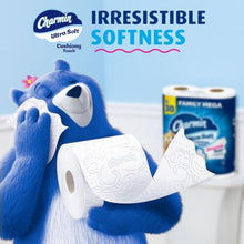 Load image into Gallery viewer, Charmin Ultra Soft Cushiony Touch Toilet Paper, 18 Family Mega Rolls = 90 Regular Rolls