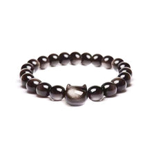 Load image into Gallery viewer, Money Attraction Cat Bracelet - Black Obsidian Women Bracelets -Wealth Prosperity Abundance Stone Bead Bracelet, Entrepreneur Business Luck Beaded Bracelets,Spiritual Mood Energy Cute Protection Stretch Bracelet,Good Luck Feng Shui Bracelets For Women Gif