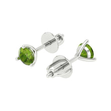 Load image into Gallery viewer, 14K White Gold Natural Peridot Stud Earrings with Screw back - Hypoallergenic, 1 cttw - Minimalist Women's Fine Jewelry