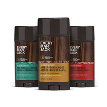 Load image into Gallery viewer, Every Man Jack Men's Deodorant Variety Set - Includes Three Full-Sized Deodorant Sticks with Clean Ingredients & Incredible Scents - Cedar + Red Sage, Amber + Sandalwood, Sea Mineral + Citron