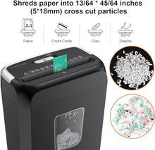 Load image into Gallery viewer, Bonsaii Paper Shredder for Home Use,6-Sheet Crosscut Paper and Credit Card Shredder for Home Office with Handle for Document,Mail,Staple,Clip-3.4 Gal Wastebasket(C237-B)