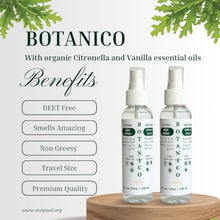 Load image into Gallery viewer, Pack of 2 Botanico Natural Insect & Mosquito DEET-Free Repellent Sprays with Citronella Vanilla Essential Oils, Natural Formula, Baby, Kid, and Pet Safe Travel Size by Eve Paul - 2x100ml=200ml, 6.8oz