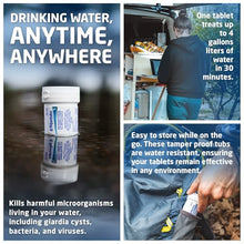 Load image into Gallery viewer, Aquatabs 397mg Water Purification Tablets (100 Pack). Water Filtration System for, Camping, Emergencies, Survival, and RVs. Easy to Use Water Treatment and Disinfection.