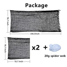 Load image into Gallery viewer, Yunfan 355" x 79" Halloween Creepy Cloth + Spider Web Halloween Decorations Outdoor Indoor Party Yard Spooky Backdrops Decor Supplies for Garden,Doorways,Haunted House,Windows,Home