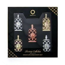 Load image into Gallery viewer, Orientica Luxury Collection Miniature Discovery Set (Without Box) Eau De Parfum - Amber Rouge, Royal Amber, Oud Saffron, Velvet Gold & Royal Bleu - Arabic Perfume for Men & Women - 5 x 7.5ml