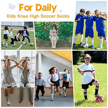Load image into Gallery viewer, 4 Pairs Toddler Soccer Socks Kids Soccer Socks Youth Football Soccer Socks Toddler Kids Knee High Socks Youth Softball Baseball Tube Socks Girls Boys 4 Pairs F L