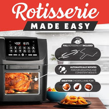 Load image into Gallery viewer, Gourmia Air Fryer - 14 Qt All-in-One Oven with Rotisserie, Digital Display with 12 Presets, Roast, Bake, Broil, Dehydrate, Dishwasher Safe Accessories, Black
