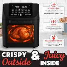 Load image into Gallery viewer, Gourmia Air Fryer - 14 Qt All-in-One Oven with Rotisserie, Digital Display with 12 Presets, Roast, Bake, Broil, Dehydrate, Dishwasher Safe Accessories, Black