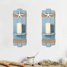 Load image into Gallery viewer, SOMTO Beach Starfish Wall Candle Sconces Decor,Ocean Themed Wall-Mount Candle Holders, Coastal Farmhouse Nautical Rustic Decorations for Bathroom, Living Room, Dining Room and Office, Set of 2
