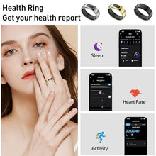 Load image into Gallery viewer, Smart Ring Health Tracker for Women & Men, Fitness Ring with Sleep & Motion Tracking, Touch Control, No Subscription Required, Compatible with iOS & Android (Gold, 10)