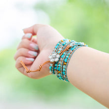 Load image into Gallery viewer, YGLINE Boho Handmade Natural Stone Amazonite Heart Shape Wrap Bracelets Crystal Beads Bracelet Jewelry