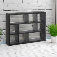 Load image into Gallery viewer, MyGift 9 Compartment Modern Black Solid Wood Shadow Box, Wall Mountable Curio Display Case, Freestanding or Floating Shelf for Collectible Figurines, Succulents