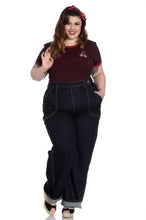 Load image into Gallery viewer, Hell Bunny Weston Denim Jeans 40s 50s Vintage Retro Rockabilly Trousers Pants - Navy Blue (L)