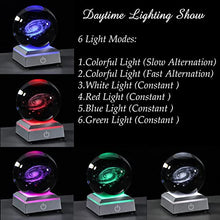 Load image into Gallery viewer, Qianwei 3D Galaxy Crystal Ball with Colorful Led Base, Space Astronomy Gifts Clear Glass Balls Crystal Sphere Religious Gifts for Her Him Birthday Women Mom Dad Funny Night Light