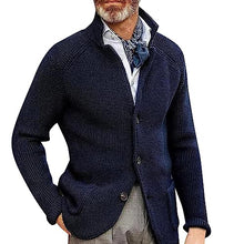 Load image into Gallery viewer, Mens Casual Stand Collar Cardigan Button Down Cable Knitted Sweater Shawl Collar Cardigan Sweater Cable Knit Button Chunky Long Sleeve Winter Fisherman Casual Cardigans