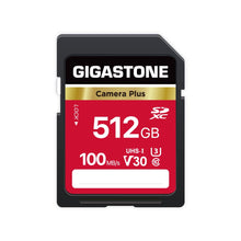 Load image into Gallery viewer, GIGASTONE 512GB SD Card, Camera Plus, V30 U3 SDXC Memory Card High Speed UHD Video Compatible with Canon Nikon Sony Pentax Kodak Olympus Panasonic Digital Camera, with 1 Mini case
