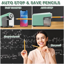 Load image into Gallery viewer, Electric Pencil Sharpener Heavy Duty, 6-Hole Classroom Pencil Sharpener for 6-11mm Pencils, Auto Stop Pencil Sharpener Plug in,10000 Sharpening Times, Save Colored Pencils, Green