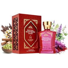 Load image into Gallery viewer, H HABIBI Royal Ambery Saffron Perfume Oud Arabian for Men & Women - Warm, Woody, Aromatic Fragrance for Men & Women - With Notes of Jasmine, Patchouli, Sandalwood & Amber Perfume - Eau de Parfum