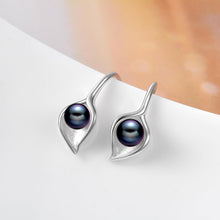 Load image into Gallery viewer, Sterling Silver Pearl Earrings Dangle Drop Earrings Pearl Fine Jewelry Mothers Day Gifts for Women (Calla Lily Black)