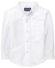 Load image into Gallery viewer, The Children's Place Baby Boys And Toddler Boys Long Sleeve Oxford Button Down Shirt,White,12-18MOS