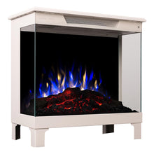 Load image into Gallery viewer, Modern Ember Smart Digital 3-Sided Electric Fireplace Stove Heater | LED Multiple Flame Colors, Works with Wi-Fi App, Alexa and Google | Remote Included | Optional Crackling Sound | Taupe Mist