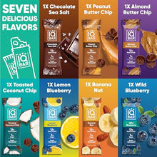 Load image into Gallery viewer, IQBAR Brain and Body Plant Protein Bars - 7 Bar Sampler Pack - Low Carb, High Fiber, Gluten Free, Healthy Vegan Snacks - Low Sugar Keto Energy Bars