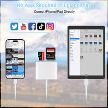 Load image into Gallery viewer, SZHAIYIJIN SD Card Reader for iPhone, Memory Card Reader with USB Camera Adapter Plug and Play Trail Game Camera SD Card Viewer Supports SD and TF Card Micro SD Card Adapter for iPad No App Required