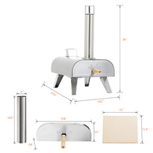 Load image into Gallery viewer, BIG HORN OUTDOORS Pizza Ovens Wood Pellet 12” Pizza Oven Cooking Wood Fired Pizza Maker Portable Stainless Steel Pizza Grill, Silver Portable Party use
