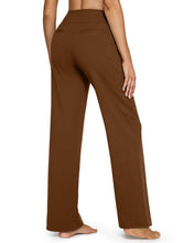 Load image into Gallery viewer, G4Free Loose Pants for Women High Waisted Yoga Dress Pants with Pockets Stretch Wide Leg Sweatpants Business Casual Trouser Pants(Dark Coffee,S,Petite)