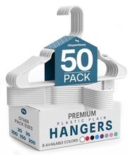 Load image into Gallery viewer, Utopia Home Plastic Hangers 50 Pack – Space Saving Clothes Hanger White