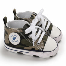 Load image into Gallery viewer, KKIIDDSS Unisex Baby Girls Boys Canvas High-top Shoes, Newborn Infant Anti-Slip Soft Sole Frist Walking Sneakers (A03/Army Green,6-12 Months)