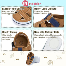 Load image into Gallery viewer, Meckior Summer Baby Infant Boys Beach Sandals Canvas Toddler Soft Sole Non-Slip Closed Toe First Walkers Shoes