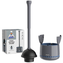 Load image into Gallery viewer, MR.SIGA Toilet Plunger with Holder, Heavy Duty Plunger with Sturdy Handle for Toilet Cleaning, Gray