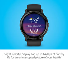 Load image into Gallery viewer, Garmin Venu 3 Running GPS Smartwatch with AMOLED Display, Advanced Health, Fitness Features, Up to 14 Day Battery Life with Signature Power Bundle | Slate with Black Silicone Band