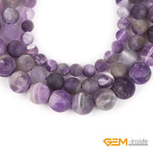 Load image into Gallery viewer, GEM-Inside Amethyst Gemstone Stone Beads Matte Frosted Round Natural 8mm Crystal Energy Stone Power for Jewelry Making 15"