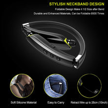 Load image into Gallery viewer, BEARTWO Bluetooth Headphones, Upgraded Foldable Wireless Neckband Headset with Retractable Earbuds, Noise Cancelling Stereo Earphones with Mic for Workout, Running, Driving (with Carry Case)