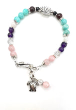 Load image into Gallery viewer, Fertile Turtle Fertility Bracelet/Natural Gemstones Rose Quartz, Moonstone, Amethyst, Rock Crystal, Garnet, Black Onyx/Healing Crystal Jewelry/Anti Anxiety/Stress Relief (silver-plated)