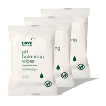 Load image into Gallery viewer, Love Wellness pH Balancing Wipes for Women | Feminine Hygiene for Cleansing with Aloe Vera | Fragrance-Free Intimate Health | Moisturizing, Soothing & Calming for Sensitive Skin | Travel Size | 3-Pack