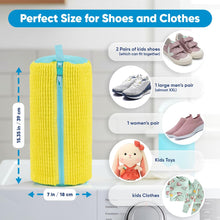 Load image into Gallery viewer, Shoe Washing Machine Bag –2 Pcs Reusable Laundry Shoe Bag with Brush & Shoe Trees, 360° Deep Cleaning Sneaker Washing Machine Bag, Fits All Shoe Types & Sizes (Yellow, 14.8 × 7.4 Inches)