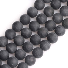 Load image into Gallery viewer, GEM-Inside 8mm Natural Black Tourmaline Gemstone Frosted Matte Rond Spacer Loose Beads for Jewelry Making 15"